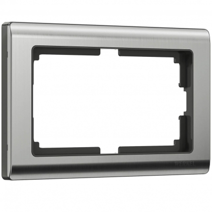 Рамка Werkel Metallic для двойной розетки глянцевый никель W0081602 4690389159077 в стиле Хай-тек