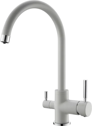 Смеситель для кухни Emar Quartz 3007 агат однорычажный, белый