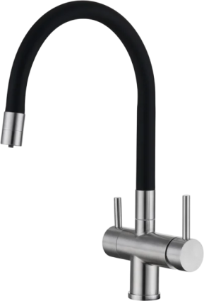 Смеситель для кухни Emar Steel ЕС - 3015 satin однорычажный, длина излива 21.7 см