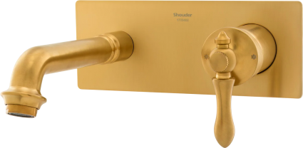 Смеситель для раковины Shouder Zigmond 0240207 матовое золото однорычажный, длина излива 18 см