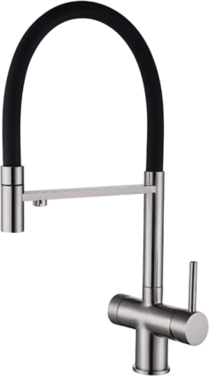 Смеситель для кухни Emar Steel ЕС - 7024 Satin однорычажный, длина излива 22.3 см