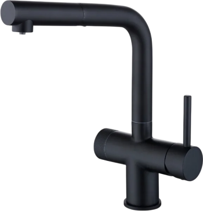 Смеситель для кухни Emar Steel ЕС - 7026 Black однорычажный, черный