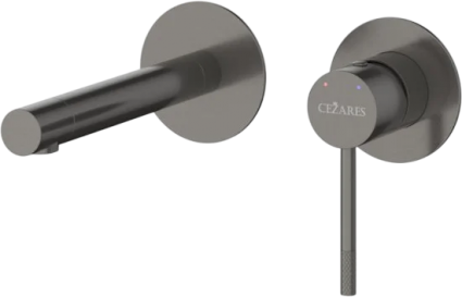 Смеситель для раковины Cezares Relax RELAX-BLI2-2-GM-W0 С ВНУТРЕННЕЙ ЧАСТЬЮ, оружейная сталь, однорычажный, темный хром