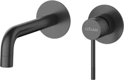 Смеситель для раковины Cezares Relax RELAX-BLI2-1 С ВНУТРЕННЕЙ ЧАСТЬЮ, матовый черный, однорычажный, длина излива 20 см