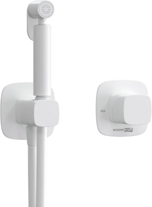 Гигиенический душ Wasserkraft Saale A9551.328.243.232 со смесителем, С ВНУТРЕННЕЙ ЧАСТЬЮ, белый в современном стиле