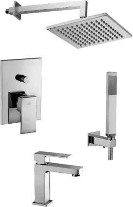 Комплект для ванной Paffoni Elle KITEL015CR071 С ВНУТРЕННЕЙ ЧАСТЬЮ, верхний душ 20 см, хром в современном стиле