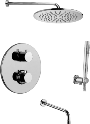 Душевой комплект Paffoni Light KITLIQ019CR139KING С ВНУТРЕННЕЙ ЧАСТЬЮ, верхний душ 30 см, с термостатом, хром в современном стиле