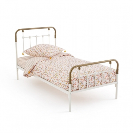 Металлическая кровать La Redoute Plus Asper 90x190 белого цвета с изголовьем, без ящиков