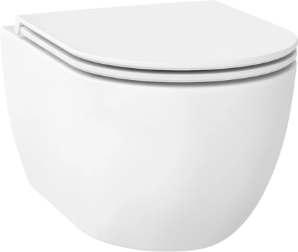 Унитаз подвесной Wellsee Chalice Perfection 182608001 безободковый, с микролифтом, матовый белый, 36x52.5 см