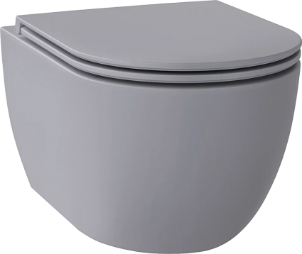 Унитаз подвесной Wellsee Chalice Perfection 182610001 безободковый, с микролифтом, матовый серый, 36x52.5 см