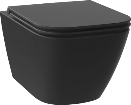 Унитаз подвесной Wellsee Pure BY Wellsee 182604001 безободковый, с микролифтом, матовый черный, 36x52 см