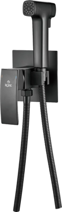 Гигиенический душ Rose R1505H-2 со смесителем, С ВНУТРЕННЕЙ ЧАСТЬЮ, черный в современном стиле