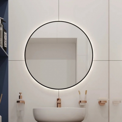 Зеркало круглое Wellsee 7 Rays’ Spectrum 75 с подсветкой, черное