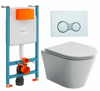 Комплект 3 в 1 инсталляция VitrA V-Fix Core + Унитаз подвесной Ceramica Nova Forma CN3011 + кнопка хром