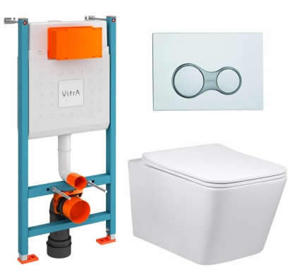 Комплект 3 в 1 инсталляция VitrA V-Fix Core + Унитаз Vincea Q-Line VT1-12 + кнопка хром