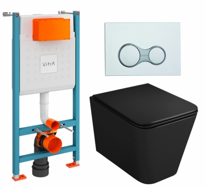 Комплект 3 в 1 инсталляция VitrA V-Fix Core + Унитаз подвесной Owl 1975 Ruta-H OWLT190404 + кнопка хром