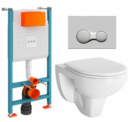 Комплект 3 в 1 инсталляция VitrA V-Fix Core + Унитаз подвесной Berges Wasserhaus Gamma 081105 + кнопка хром матовый