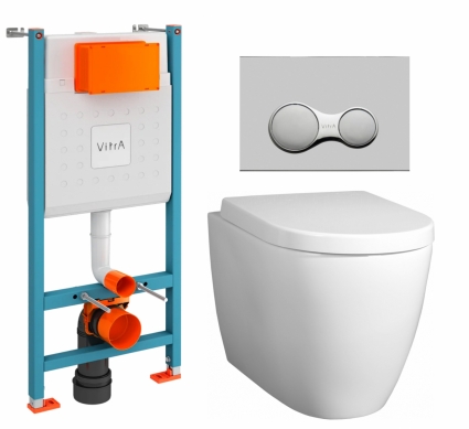 Комплект 3 в 1 инсталляция VitrA V-Fix Core + Унитаз подвесной BelBagno Marino + кнопка хром матовый