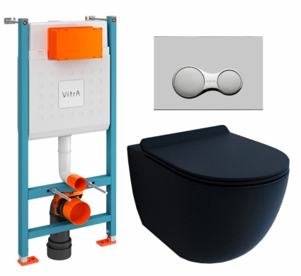 Комплект 3 в 1 инсталляция VitrA V-Fix Core + Унитаз подвесной Esbano Garcia + кнопка хром матовый