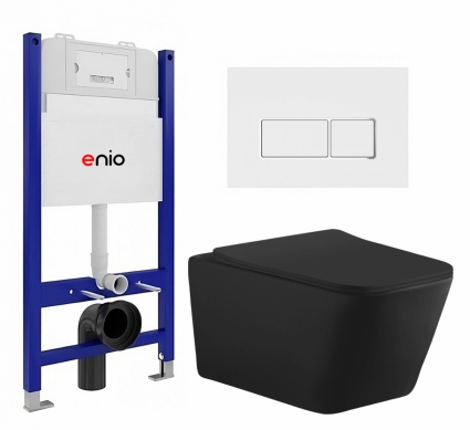 Комплект 3 в 1 инсталляция Enio Tecnico 50 EN8050050 + Унитаз подвесной Aquanet Tavr-W BW 287011 + кнопка белая, окантовка хром Rettangolo