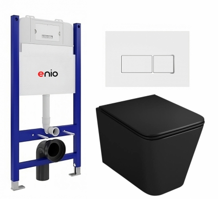 Комплект 3 в 1 инсталляция Enio Tecnico 50 EN8050050 + Унитаз подвесной Owl 1975 Ruta-H OWLT190404 + кнопка белая, окантовка хром Rettangolo