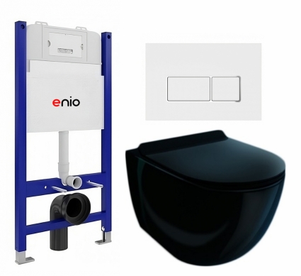 Комплект 3 в 1 инсталляция Enio Tecnico 50 EN8050050 + Унитаз подвесной Esbano Garcia ESUPGARCB + кнопка белая, окантовка хром Rettangolo
