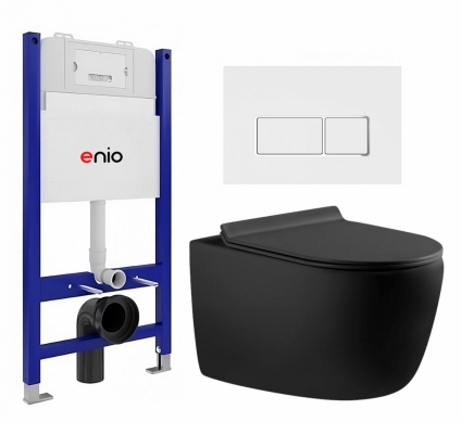 Комплект 3 в 1 инсталляция Enio Tecnico 50 EN8050050 + Унитаз подвесной Aquanet Cetus-BW 287008 + кнопка белая, окантовка хром Rettangolo
