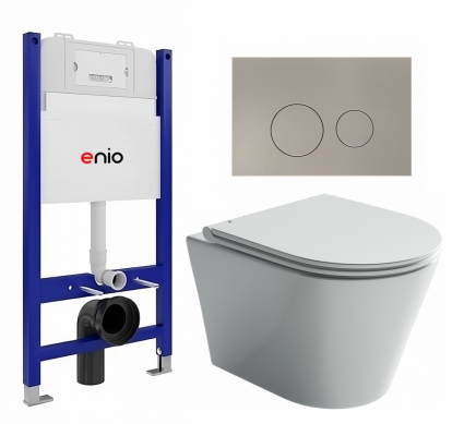 Комплект 3 в 1 инсталляция Enio Tecnico 50 EN8050050 + Унитаз подвесной Ceramica Nova Forma CN3011 + кнопка матовая нержавеющая сталь Rotondo