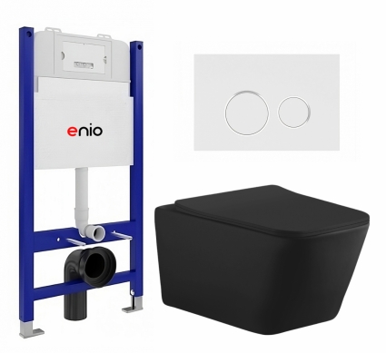Комплект 3 в 1 инсталляция Enio Tecnico 50 EN8050050 + Унитаз подвесной Aquanet Tavr-W BW 287011 + кнопка белая, окантовка хром Rotondo