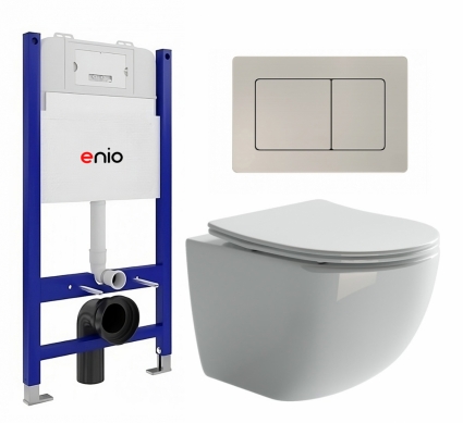 Комплект 3 в 1 инсталляция Enio Tecnico 50 EN8050050 + Унитаз подвесной Ceramica Nova Forma CN3009 + кнопка матовая нержавеющая сталь Quadro
