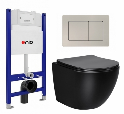 Комплект 3 в 1 инсталляция Enio Tecnico 50 EN8050050 + Унитаз Vincea Globo VT1-14SMB + кнопка матовая нержавеющая сталь Quadro