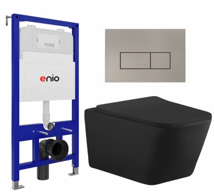 Комплект 3 в 1 инсталляция Enio Tecnico 52 EN8050052 + Унитаз подвесной Aquanet Tavr-W BW 287011 + кнопка матовая нержавеющая сталь Rettangolo
