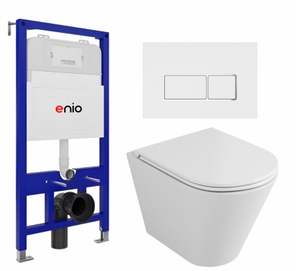 Комплект 3 в 1 инсталляция Enio Tecnico 52 EN8050052 + Унитаз подвесной Owl 1975 Ruta-H OWLT190304 + кнопка белая, окантовка хром Rettangolo