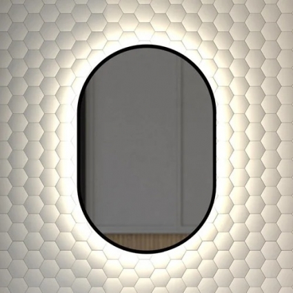 Зеркало Defesto Aura DF 2921 40x60, с нейтральной подсветкой, без выключателя, черное в современном стиле
