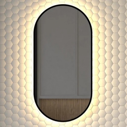 Зеркало Defesto Aura DF 2932 40x80, с теплой подсветкой, без выключателя, черное в современном стиле