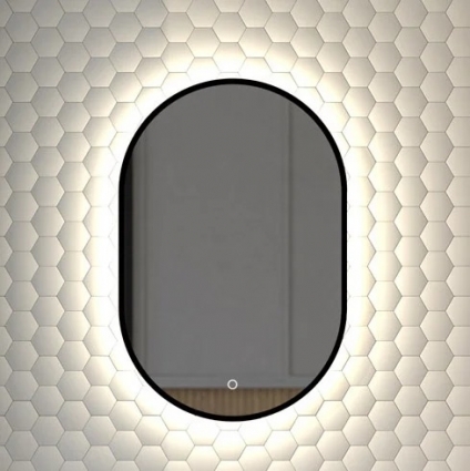 Зеркало Defesto Aura DF 2921S 40x60, с нейтральной подсветкой, сенсорный выключатель, черное в современном стиле