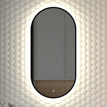 Зеркало Defesto Aura DF 2922S 40x80, с нейтральной подсветкой, сенсорный выключатель, черное в современном стиле