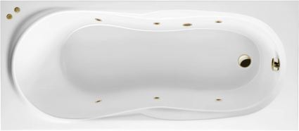 Акриловая ванна Excellent Sekwana Soft 170x75 см, белая, с гидромассажем/джакузи, с каркасом, встраиваемая, со сливом-переливом, фурнитура бронза, прямоугольная, объем 190 л.