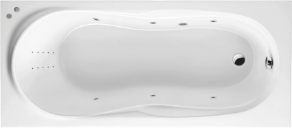 Акриловая ванна Excellent Sekwana Line Nano 170x75 см, белая, с гидромассажем/джакузи, с каркасом, встраиваемая, со сливом-переливом, прямоугольная, объем 190 л.