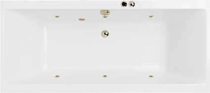 Акриловая ванна Excellent Pryzmat Slim Soft 170x75 см, белая, с гидромассажем/джакузи, с каркасом, встраиваемая, со сливом-переливом, фурнитура бронза, прямоугольная, объем 230 л.