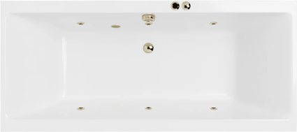 Акриловая ванна Excellent Pryzmat Soft 180x80 см, белая, с гидромассажем/джакузи, с каркасом, встраиваемая, со сливом-переливом, фурнитура бронза, прямоугольная, объем 250 л.