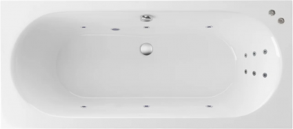 Акриловая ванна Excellent Oceana Slim Line 160x75 см, белая, с гидромассажем/джакузи, с каркасом, встраиваемая, со сливом-переливом, прямоугольная, объем 200 л.