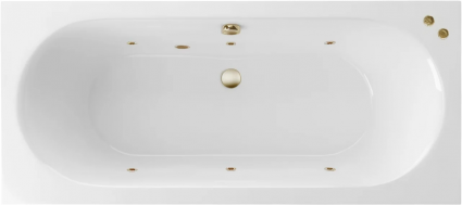 Акриловая ванна Excellent Oceana Soft 170x75 см, белая, с гидромассажем/джакузи, с каркасом, встраиваемая, со сливом-переливом, фурнитура бронза, прямоугольная, объем 210 л.