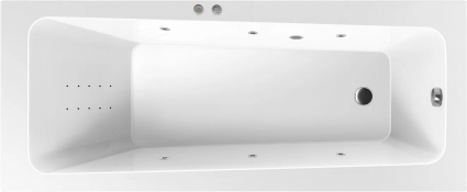 Акриловая ванна Excellent Ava Line Nano 160x70 см, белая, с гидромассажем/джакузи, с каркасом, встраиваемая, со сливом-переливом, прямоугольная, объем 210 л.
