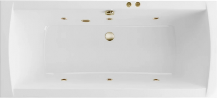 Акриловая ванна Excellent Aquaria Lux Soft 180x80 см, белая, с гидромассажем/джакузи, с каркасом, встраиваемая, со сливом-переливом, фурнитура бронза, прямоугольная, объем 275 л.