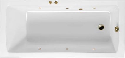 Акриловая ванна Excellent Aquaria Soft 170x75 см, белая, с гидромассажем/джакузи, с каркасом, встраиваемая, со сливом-переливом, фурнитура бронза, прямоугольная, объем 220 л.