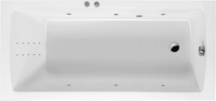 Акриловая ванна Excellent Aquaria Line Nano 170x75 см, белая, с гидромассажем/джакузи, с каркасом, встраиваемая, со сливом-переливом, прямоугольная, объем 220 л.
