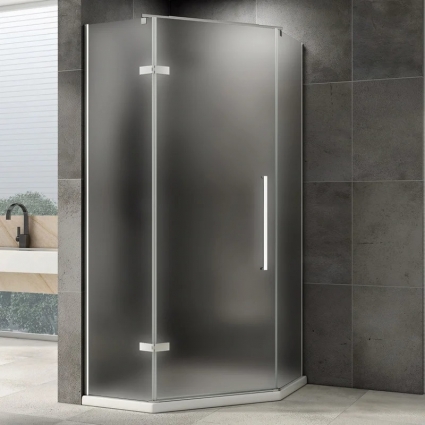 Душевой уголок Abber Ewiges Wasser AG05090M 90x90, профиль хром матовый, стекло матовое, двери распашные, левый