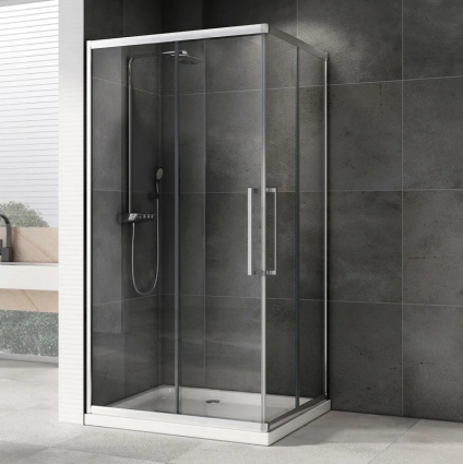 Душевой уголок Abber Schwarzer Diamant AG02129H 120x90, профиль хром, стекло прозрачное, прямоугольный, двери раздвижные