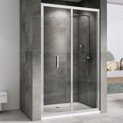 Душевая дверь в нишу Abber Sonnenstrand AG07090 90 см, профиль хром, стекло прозрачное, складная